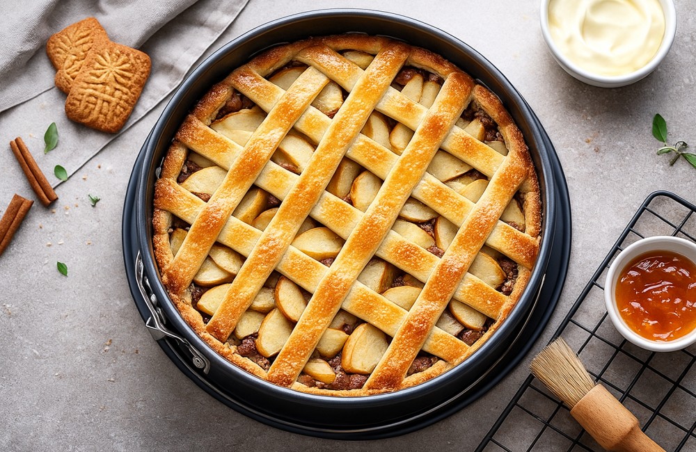 Appeltaart met gevulde speculaas